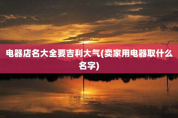 电器店名大全要吉利大气(卖家用电器取什么名字)