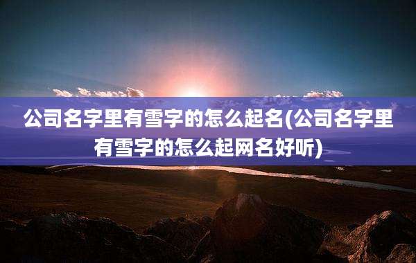 公司名字里有雪字的怎么起名(公司名字里有雪字的怎么起网名好听)