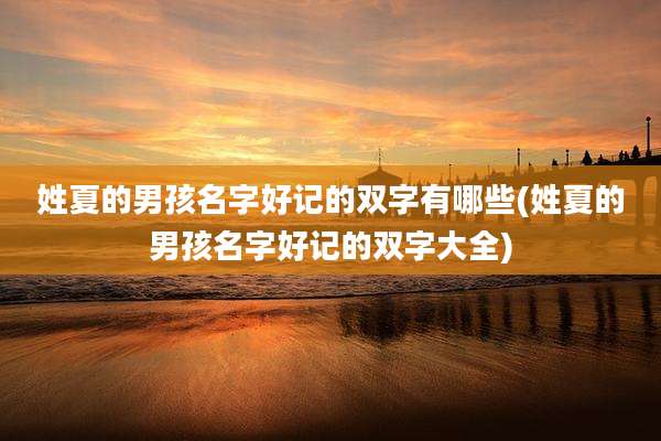 姓夏的男孩名字好记的双字有哪些(姓夏的男孩名字好记的双字大全)