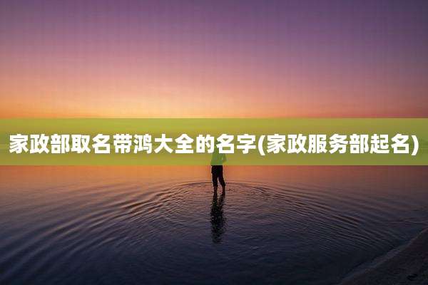 家政部取名带鸿大全的名字(家政服务部起名)