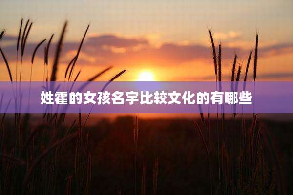 姓霍的女孩名字比较文化的有哪些