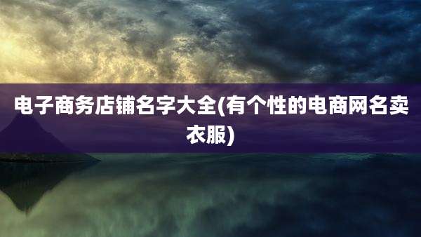 电子商务店铺名字大全(有个性的电商网名卖衣服)