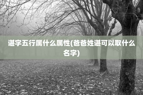 谌字五行属什么属性(爸爸姓谌可以取什么名字)