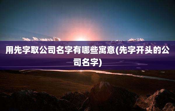用先字取公司名字有哪些寓意(先字开头的公司名字)