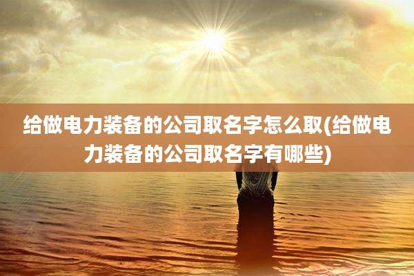 给做电力装备的公司取名字怎么取(给做电力装备的公司取名字有哪些)