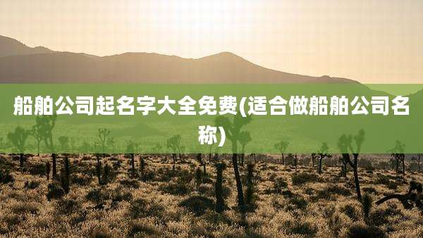 船舶公司起名字大全免费(适合做船舶公司名称)