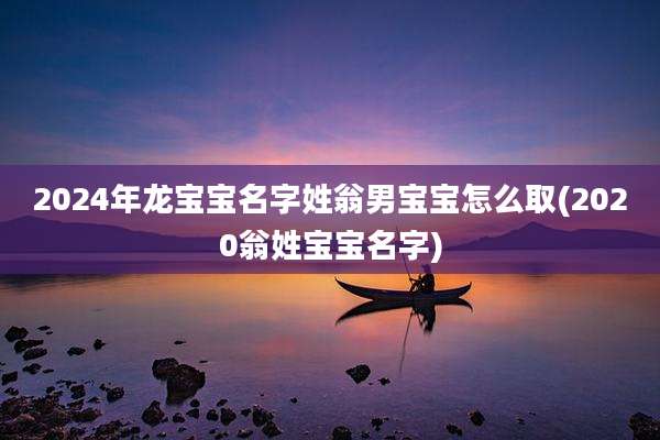 2024年龙宝宝名字姓翁男宝宝怎么取(2020翁姓宝宝名字)