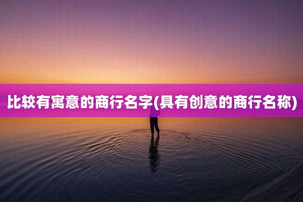 比较有寓意的商行名字(具有创意的商行名称)