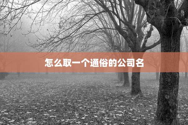 怎么取一个通俗的公司名