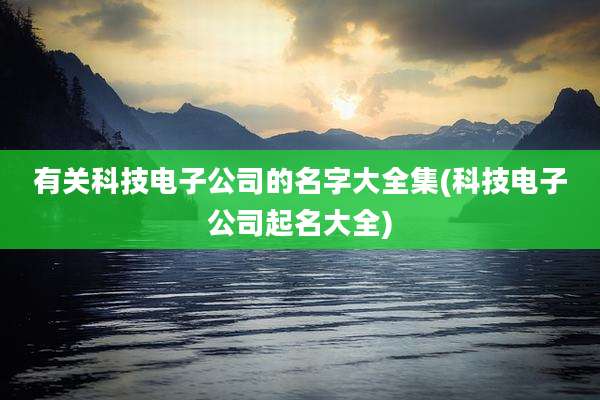 有关科技电子公司的名字大全集(科技电子公司起名大全)