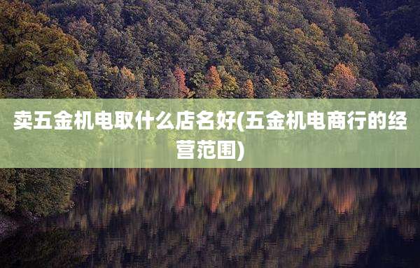 卖五金机电取什么店名好(五金机电商行的经营范围)