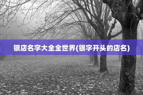 银店名字大全全世界(银字开头的店名)