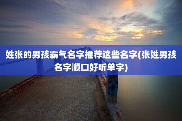 姓张的男孩霸气名字推荐这些名字(张姓男孩名字顺口好听单字)