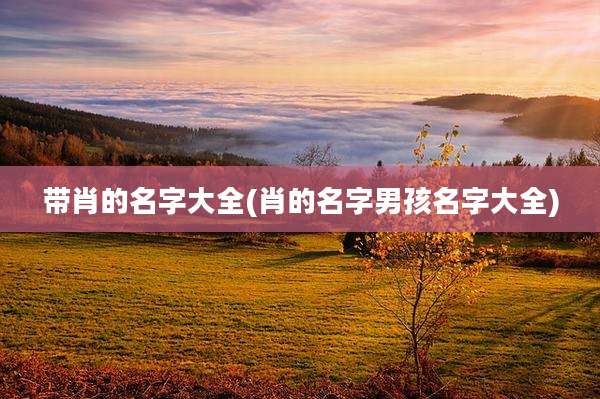 带肖的名字大全(肖的名字男孩名字大全)