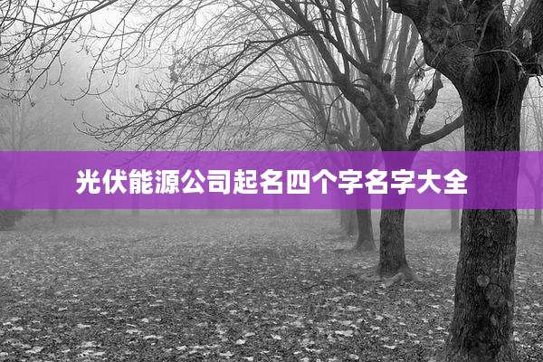 光伏能源公司起名四个字名字大全