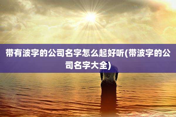 带有波字的公司名字怎么起好听(带波字的公司名字大全)