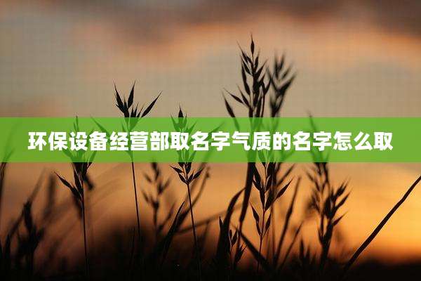环保设备经营部取名字气质的名字怎么取