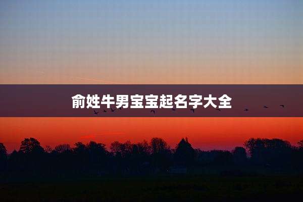 俞姓牛男宝宝起名字大全