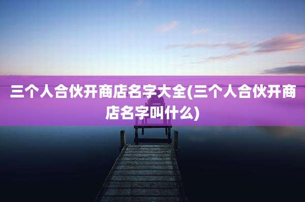 三个人合伙开商店名字大全(三个人合伙开商店名字叫什么)
