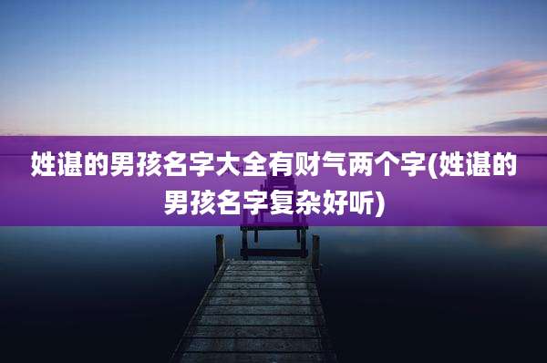 姓谌的男孩名字大全有财气两个字(姓谌的男孩名字复杂好听)
