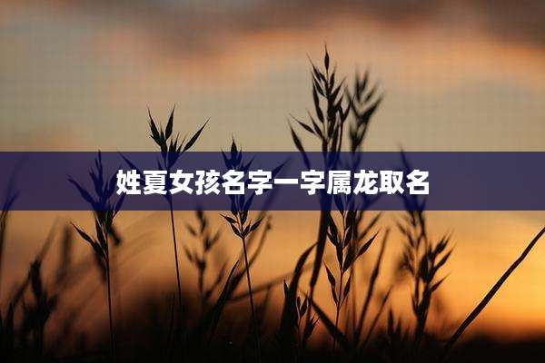 姓夏女孩名字一字属龙取名