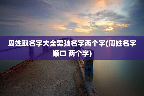 周姓取名字大全男孩名字两个字(周姓名字顺口 两个字)