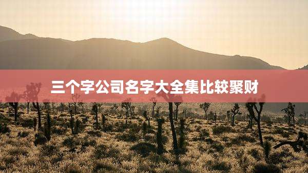 三个字公司名字大全集比较聚财