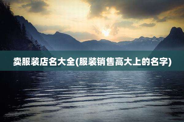 卖服装店名大全(服装销售高大上的名字)