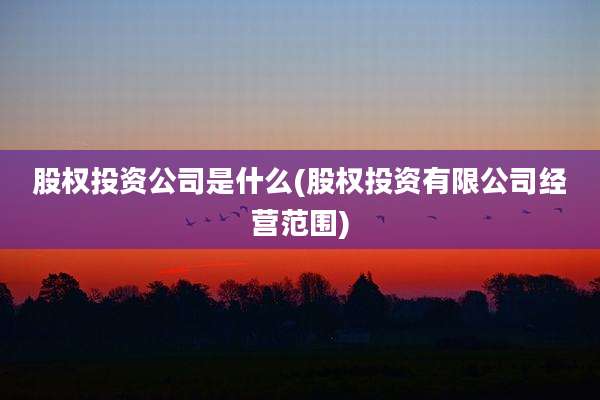 股权投资公司是什么(股权投资有限公司经营范围)