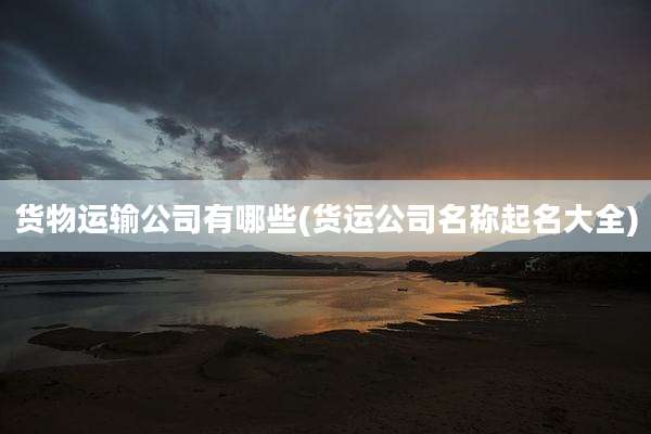 货物运输公司有哪些(货运公司名称起名大全)