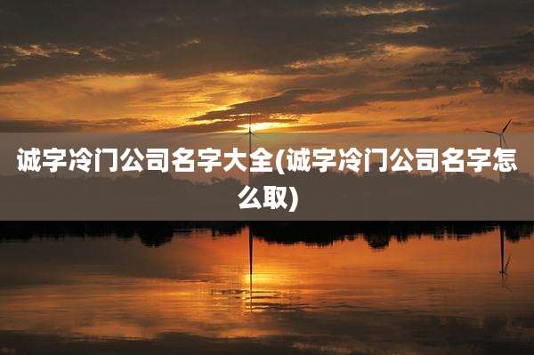 诚字冷门公司名字大全(诚字冷门公司名字怎么取)