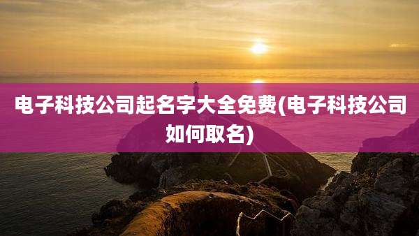 电子科技公司起名字大全免费(电子科技公司如何取名)