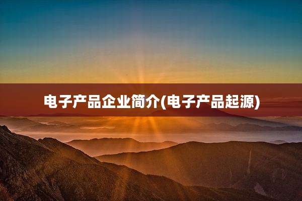 电子产品企业简介(电子产品起源)