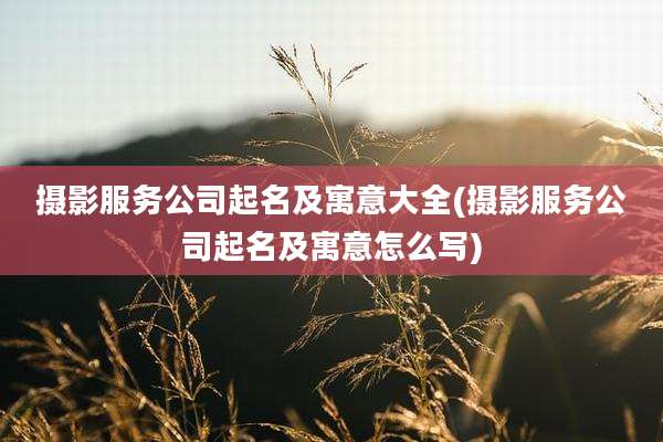 摄影服务公司起名及寓意大全(摄影服务公司起名及寓意怎么写)