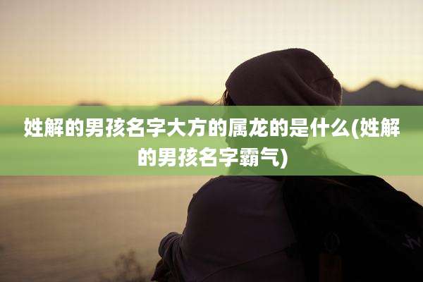 姓解的男孩名字大方的属龙的是什么(姓解的男孩名字霸气)