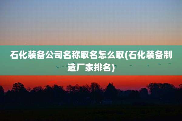石化装备公司名称取名怎么取(石化装备制造厂家排名)