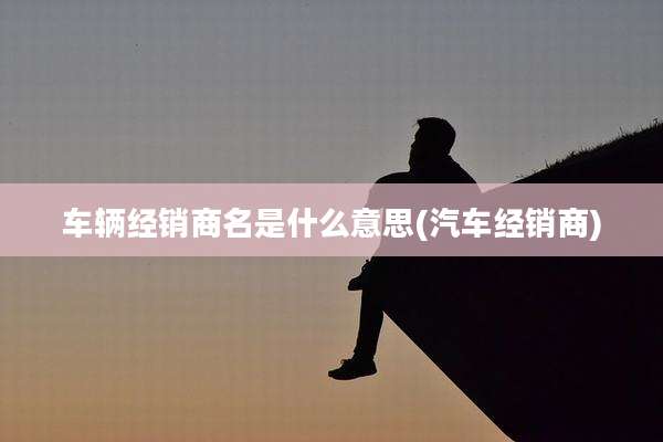 车辆经销商名是什么意思(汽车经销商)