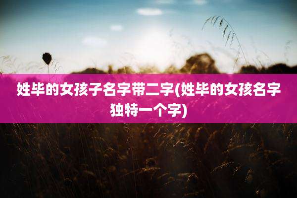 姓毕的女孩子名字带二字(姓毕的女孩名字独特一个字)