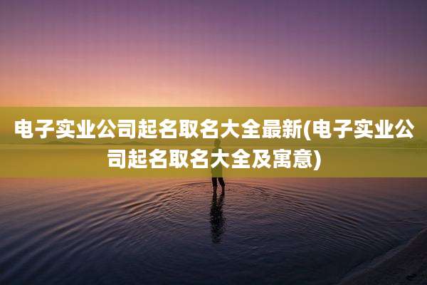 电子实业公司起名取名大全最新(电子实业公司起名取名大全及寓意)