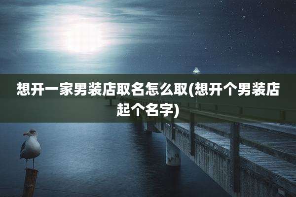 想开一家男装店取名怎么取(想开个男装店起个名字)