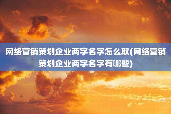 网络营销策划企业两字名字怎么取(网络营销策划企业两字名字有哪些)
