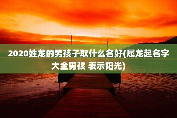 2020姓龙的男孩子取什么名好(属龙起名字大全男孩 表示阳光)