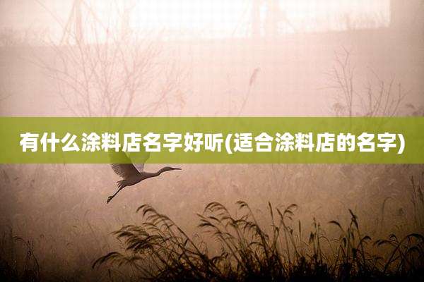 有什么涂料店名字好听(适合涂料店的名字)