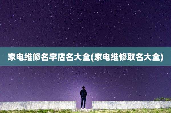 家电维修名字店名大全(家电维修取名大全)