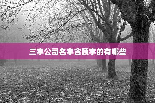 三字公司名字含颐字的有哪些
