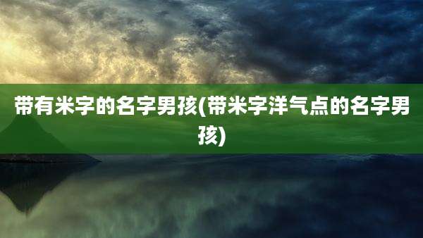 带有米字的名字男孩(带米字洋气点的名字男孩)