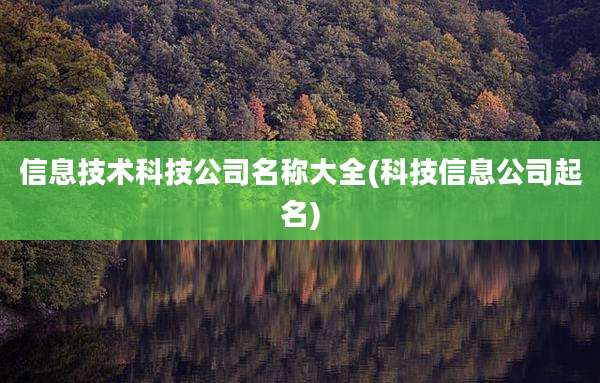 信息技术科技公司名称大全(科技信息公司起名)