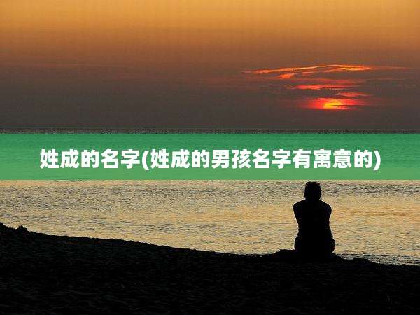 姓成的名字(姓成的男孩名字有寓意的)