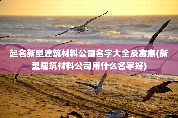 起名新型建筑材料公司名字大全及寓意(新型建筑材料公司用什么名字好)