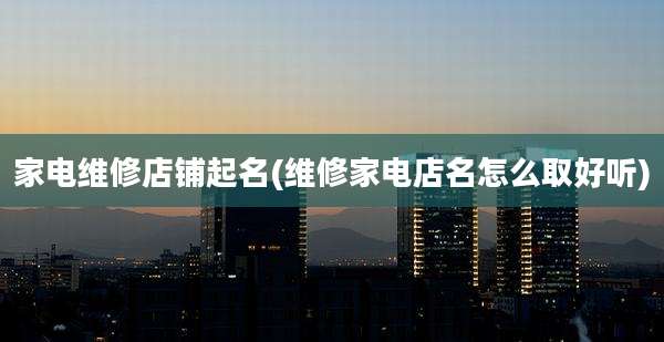 家电维修店铺起名(维修家电店名怎么取好听)